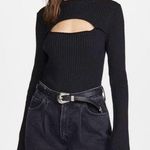 Black cutout flared sleeve knit sweater top Photo 0