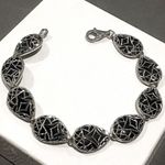 Onyx Black & Sterling Silver Filigree Bracelet Photo 7
