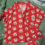 Red Cherub Print Cropped Pajama Set Size Large Photo 1