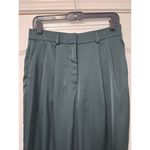 Ella Rafaella Pleated Wide Leg Pants Emerald Green Size 6 TJ962 Silk Like Photo 4