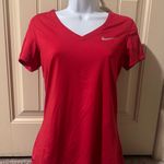 Nike  Women's Bright Red V-Neck Workout Dri Fit Tee Photo 0