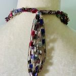 Hand Crocheted Colorful Adjustable Necklace Red Photo 1