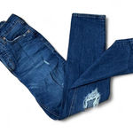 Old Navy  Extra High Rise Sky-Hi Straight Leg Distressed Blue Jeans Photo 0