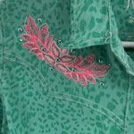 Rock 47 by Wrangler Women's Green pink Button up embroidered embellished top M Size M Photo 8