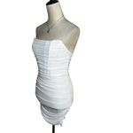 Rue 21 Strapless White Ruched Mini Bodycon Dress Small | Clubwear NYE Graduation Photo 3