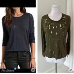 IRO  Liza Distressed Linen Long Sleeve Tee Army Green Photo 1