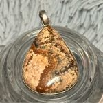 Elegant Sterling Silver 925 & Picture Jasper Teardrop Pendant Photo 0