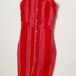 Urban Romantics linen blend red Striped Button Down midi dress Photo 5