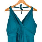 Bloomchic Solid Teal Ruffle Hem Empire Waist Halter Neck Swim Dress size 18/20 Green Photo 3