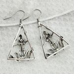 Silver Gothic Frog Skeleton Earrings: Fun Oddities Halloween Jewelry Photo 1