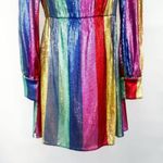 RIXO Ava Rainbow Sequin Stripe Mini Dress Balloon Sleeve Long Sleeve XS Photo 8
