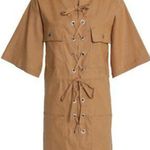 See By Chloe Camel Lace Up Linen Blend Utility Mini Dress Size 38 Photo 0