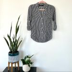 ZARA  Basic Black and White Striped Button-Down Blouse Roll Sleeves XS Photo 1