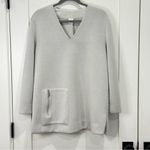Max Mara  Leisure Tunic Top Long Sleeve V Neck Jersey Gray Zip Medium Quiet Luxury Photo 1