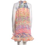 AMUR Estfan Pleated Halter Mini Dress In Double Rainbow Size 6 Red Photo 6