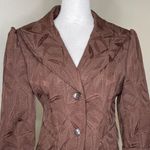 Worthington Brown Peaked Lapel Cropped Puffed Shoulder 3/4 Sleeve Blazer 16 Photo 1