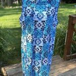 Talbots  dress blue portrait picture collar classic Geometric Size XL Resort Zip Photo 0