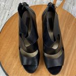 Classiques Entier Strappy Cutouts Peep Toe Leather Bootie Heels Black 7.5 Photo 5