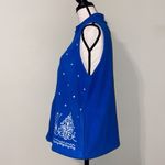 Mountain Lake  XL womens blue white full zip up vest snowmen trees holiday theme Photo 3