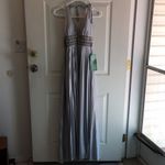My Michelle New  Formal or Prom Halter Beaded Dress Silky Satiny Pleated Medium Photo 7