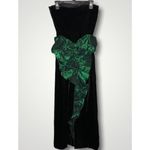 Black Velvet & Emerald Green Strapless Lined Corset Top Formal Prom Gown XXS Photo 8