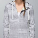 Lululemon Post Sweat Pullover in Righteous Stripe Silver Spoon / Heathered Light Grey Photo 0
