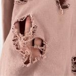 Cotton Emporium  Hoodie Sweatshirt Distressed Holes Dusty Pink Comfy Size Medium Photo 9