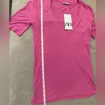 ZARA  Pink V-Neck Women's T-Shirt‎ Size L Photo 6