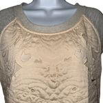 Anthropologie SATURDAY SUNDAY Millie Lace Sweatshirt Top Cream & Gray EUC Small Photo 2