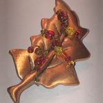 Copper Leaf Brooch with Wire Beaded Accents Brown Photo 0
