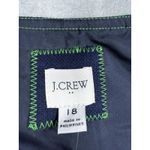 J.Crew Blazer Womens Navy Green Trim Button Front Collarless Jacket Size 18 Photo 2