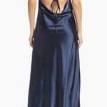 Lulus Yellow One Last Glance Satin Sleeveless Halter Tie Neck Maxi Dress Large Photo 4