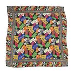 Perry Ellis Vintage  Silk Square Scarf Colorful License Plate Novelty Print 31” Photo 0
