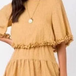 Princess Polly Astro Mini Dress Mustard Gold Yellow Textured Tiered Ruffle Size Photo 0