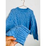 Rachel Parcell Baby Blue Cable Knit Long Sleeve Crewneck Sweater size Small Photo 4