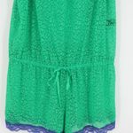 Kensie Green Lace Romper Womens Coquette Bow Sheer Lounge Pajama Teddy Size M Photo 6