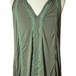 POL Green Lace Trim V Neck Sleeveless Hi Lo Tunic Top Women's Size M Grunge Photo 0
