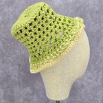 Green Top Crochet Knit Bucket Cap Hat Fun Vintage Y2K Funky Beanie Photo 0