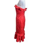 C/MEO COLLECTIVE Strapless Ruffle Midi Dress Red Sheath Women’s Size Medium Photo 6