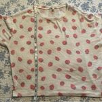 Z Supply  Short Sleeve White/Strawberries Round Neck Cropped Shirt Size Small Photo 5