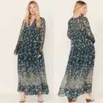 Free People Bohemian See it through Maxi Dress Twilight Floral Small Retro 70s Photo 8
