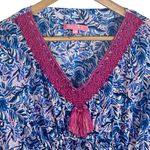 Simply Southern  Kimono Beach Cover Up L XL Floral Pink Tassel Fringe Resort Swim Photo 2