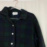 Talbots  | Petites Vintage Navy Green Plaid Fleece Jacket Mother of Pearl MP Photo 1