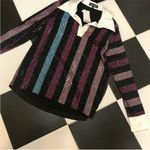 Retrofête NWT Retrofete Joie Bedazzled Blouse Rhinestone Top Satin Statement Sequin Small Photo 3