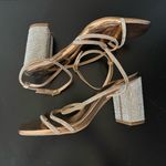 Dream Paris Dream Pairs Heels Block Strappy Square Open Toe Rose Gold Rhinestone Sandals 6.5 Photo 3