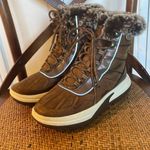 Lands End brown genuine leather faux fur winter boots 6.5 Photo 3