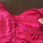 Women’s Pink Satin Full Length Long Sleeve Dress Corset Back Leg Slit Size 8 Photo 10