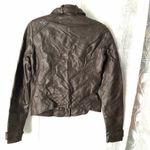 Hollister Women's Brown Faux Leather Moto motorcycle bike Jacket full zip up XS Photo 9