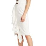PATBO romantic ruffle sleeve Belted Eyelet Midi Dress In White sz 4 Photo 2