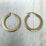 Solid 14K yellow gold flat hoop earrings, made in Italy Photo 5